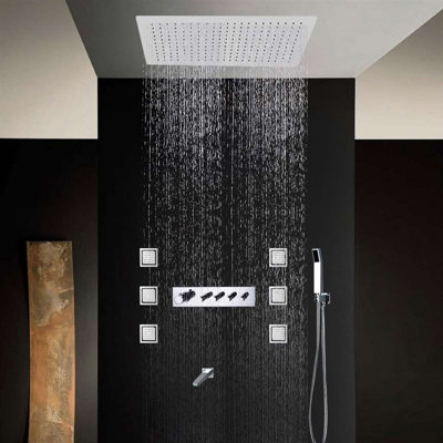 FS6110SS Macau Chrome Thermostatic Rainfall Shower Set with 6 Body Jets