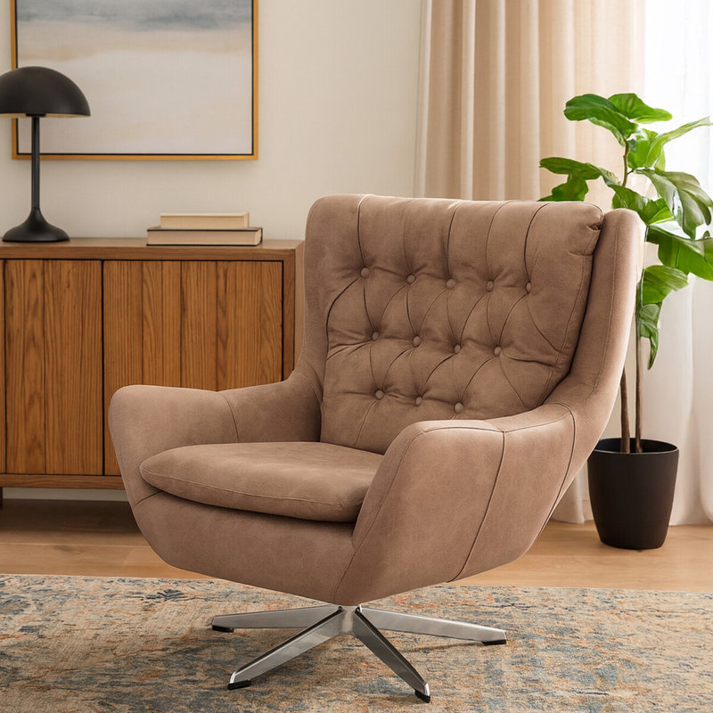 Azyah Faux Leather Swivel Armchair