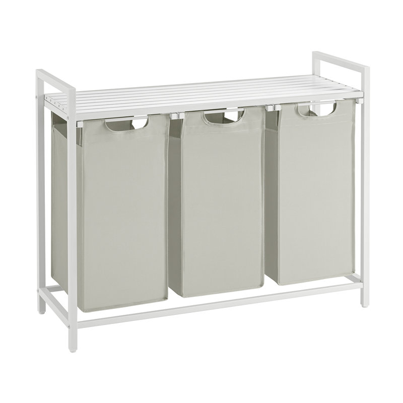 Laundry Sorter with Handles, White/Grey