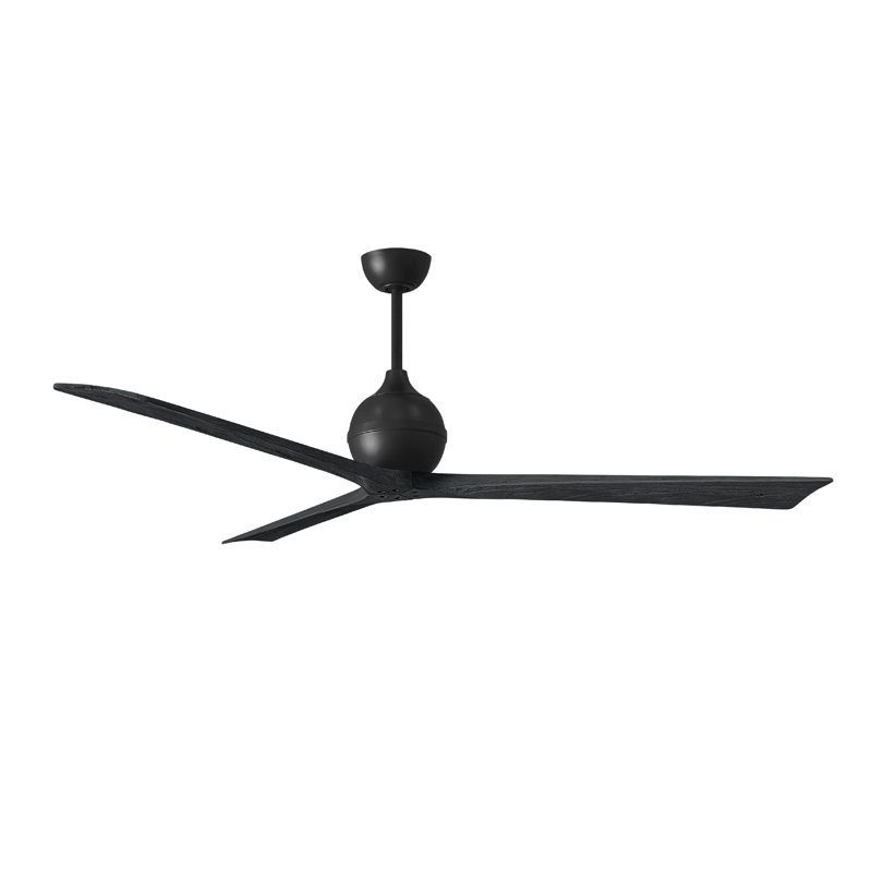 Ventilateur de plafond à 3 pales Irene, Noir mat, Noir mat, 72"