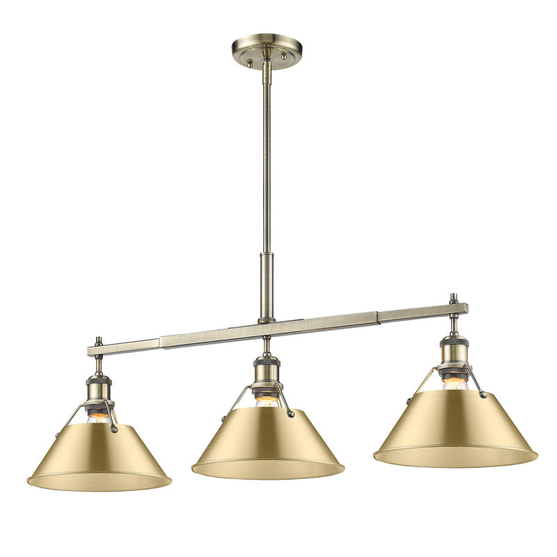 Weatherford 3 - Light Kitchen Island Pendant, Aged Brass, Brushed Champagne Bronze