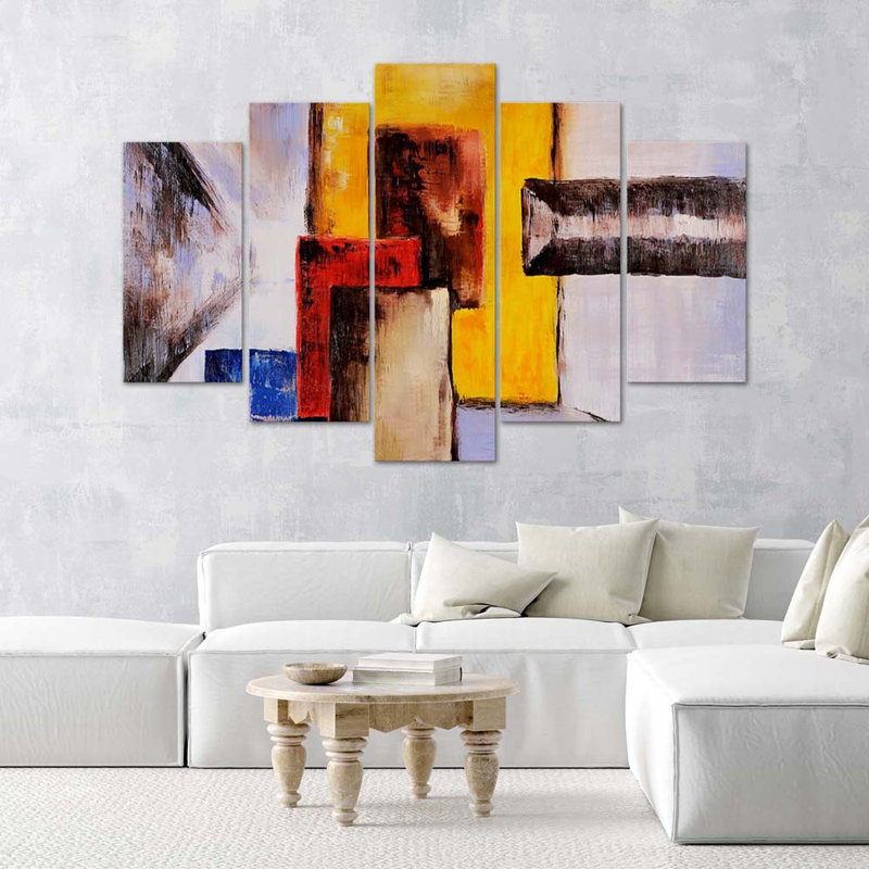 Colorful Abstraction - 5 Piece No Frame Print on Canvas