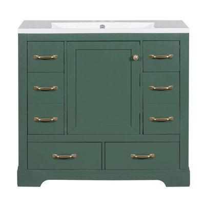 Ensemble de meuble-lavabo 36 po avec lavabo, six tiroirs, diviseur de tiroir multifonctionnel, tablette ajustable