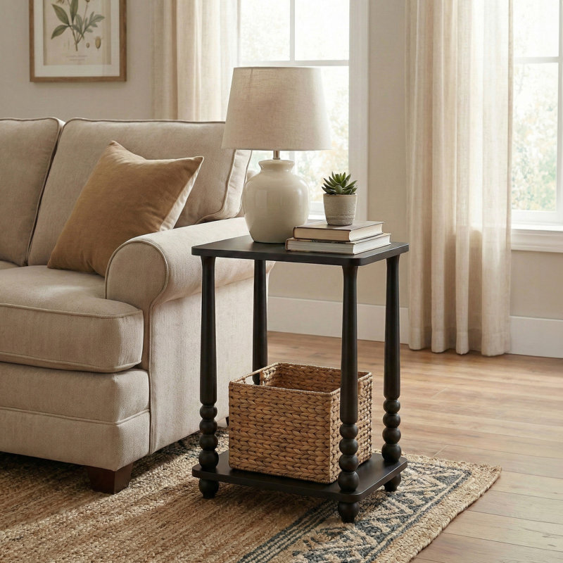 Rectangular End Table, Black
