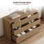 Commode 6 tiroirs à panneau cannelé moderne l 55,2 po Allete-1992280059