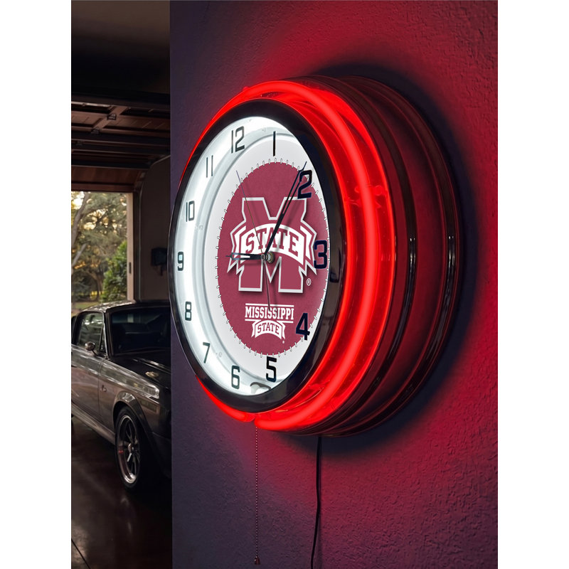 Horloge néon de 19 po NCAA, Mississippi State Bulldogs