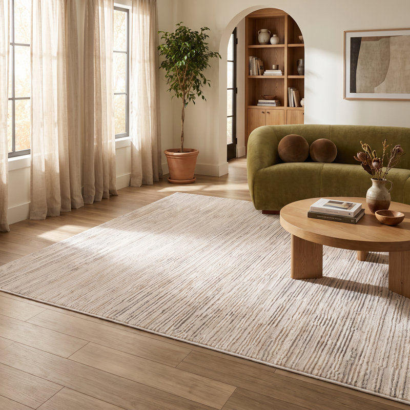 Tapis de couloir intérieur moderne, beige crème., Rectangle 3 pi 11 po x 5 pi 7 po