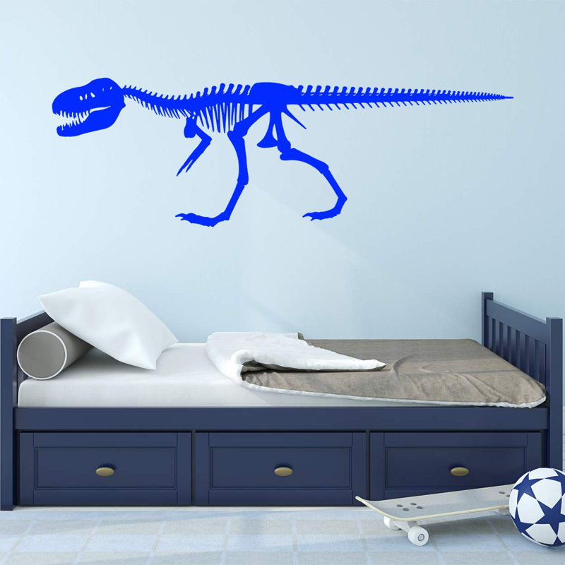Adhésif décoratif squelette de dinosaure Alvie, H 18 po x l 50 po x P 0,01 po, Bleu