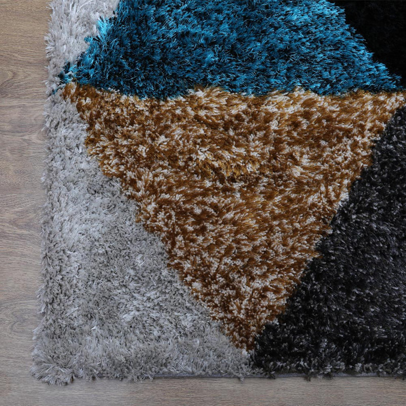 Chosposi HAND TUFTED SHAG POLYESTER ECO-FRIENDLY AREA RUGS - Multicolor | Geometric Design, Rectangle 6' x 9'