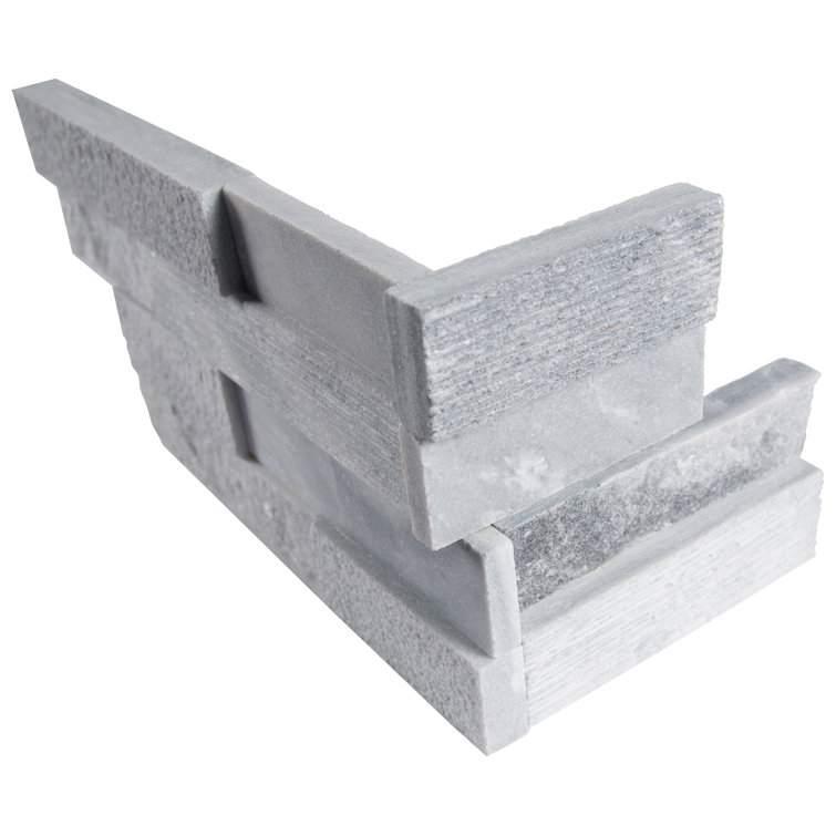 6" x 18" Multi Finish Marble Stacked Stone Ledger Corner Wall Tile