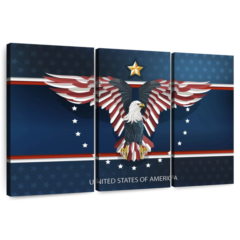 Aigle patriotique américain, H 20 po x l 33 po