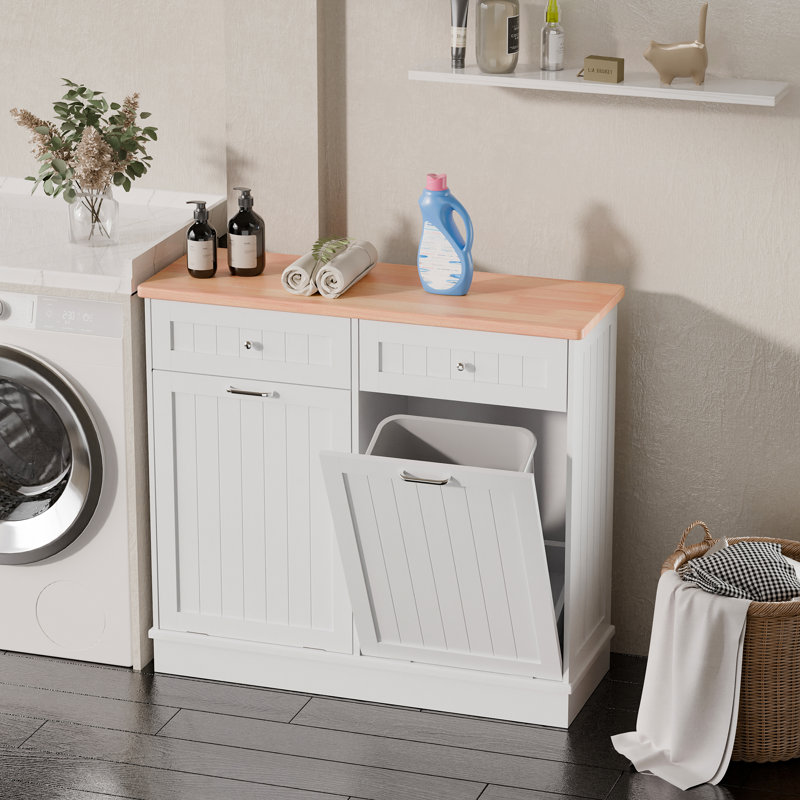 Poubelle à double inclinaison Havant 20 gallons en bois autoportante Havant, Blanc