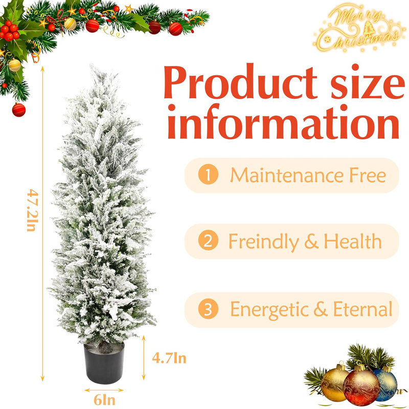 2 Packs Artificial Topiary Cedar Trees, White