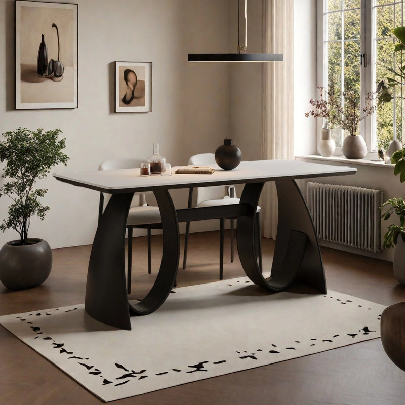 Table de salle à manger de style français de petite taille, H 29,53 po x L 62,99 po x l 31,5 po