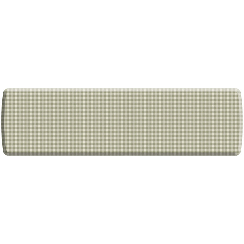 Anti-Fatigue Kitchen Comfort Mat, Cottage Check Pattern In Blue, 30 po x 108 po, Green