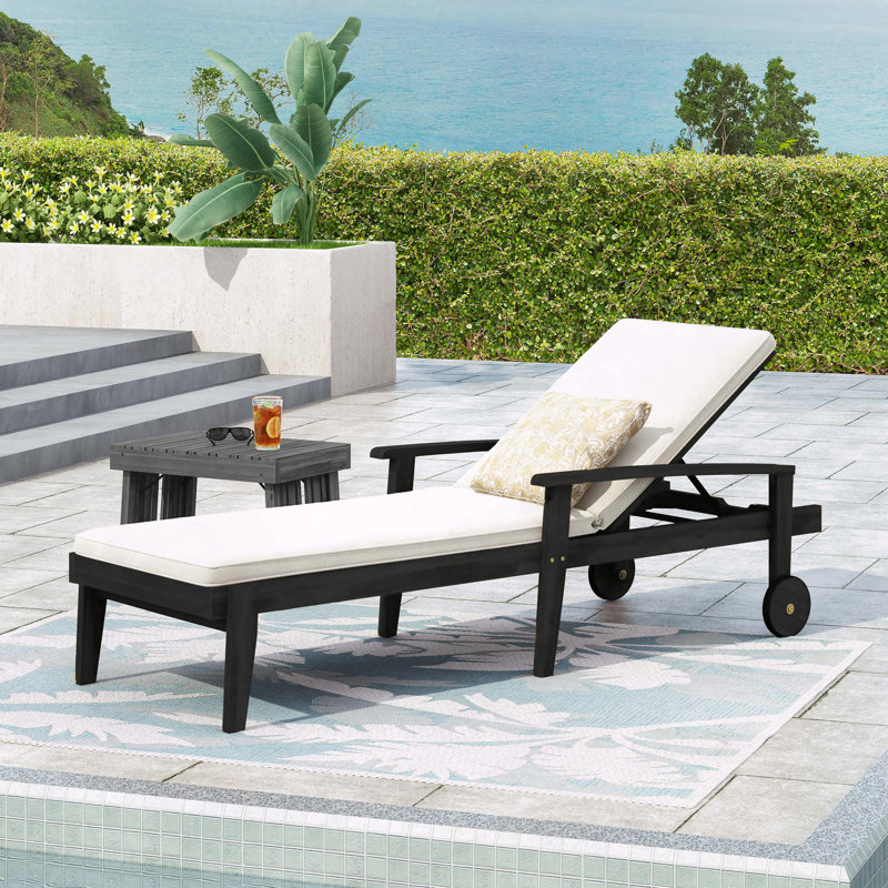 Chaise longue rembourrée, facile à nettoyer et résistante à l'eau, Noir, Blanc