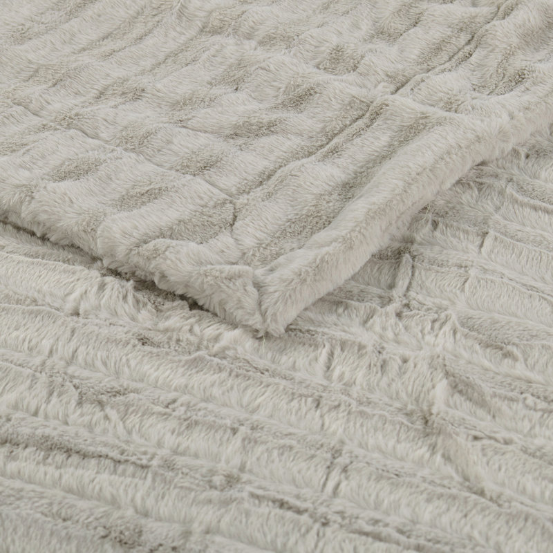 Jeté en fausse fourrure Derby, Gris clair, l 60 po x L 80 po