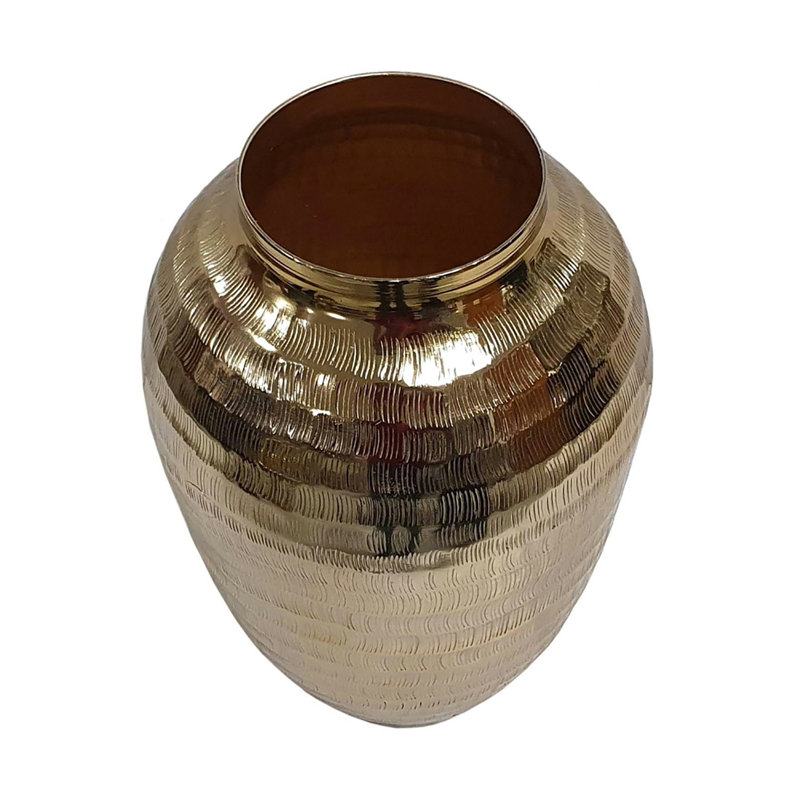 Demilouise Handmade Decorative Aluminum Vase - Gold, 1.8" H x 8" W x 8" D