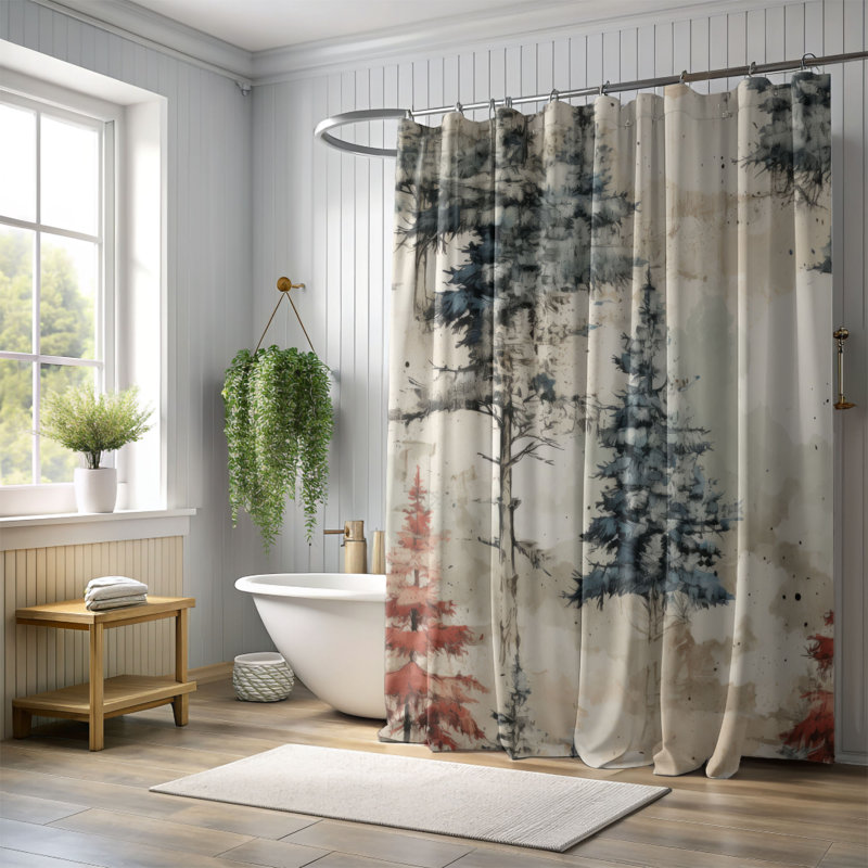 Winter Tree Scenes - Premium Shower Curtain, 74"H x 71"W