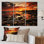 «Coastal Serenity At Sunset V» sur toile, reproduction de 3 pièces