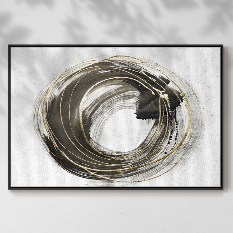 Golden Social Circles II, reproduction d'art sur toile, H 25 po x l 17 po x P 2 po, Noir