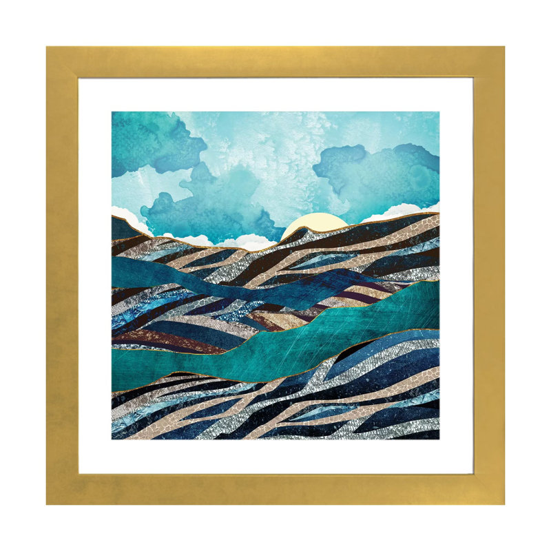 New Day - impression d'art graphique, 24" H x 24" W x 1" D, Blanc, Gold Framed Paper