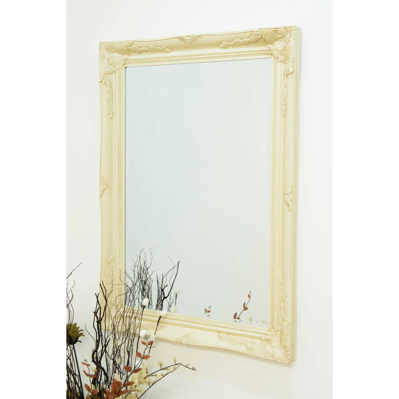 Alexandre Wood Flat Wall Mirror, 110cm H x 79cm W, Ivory