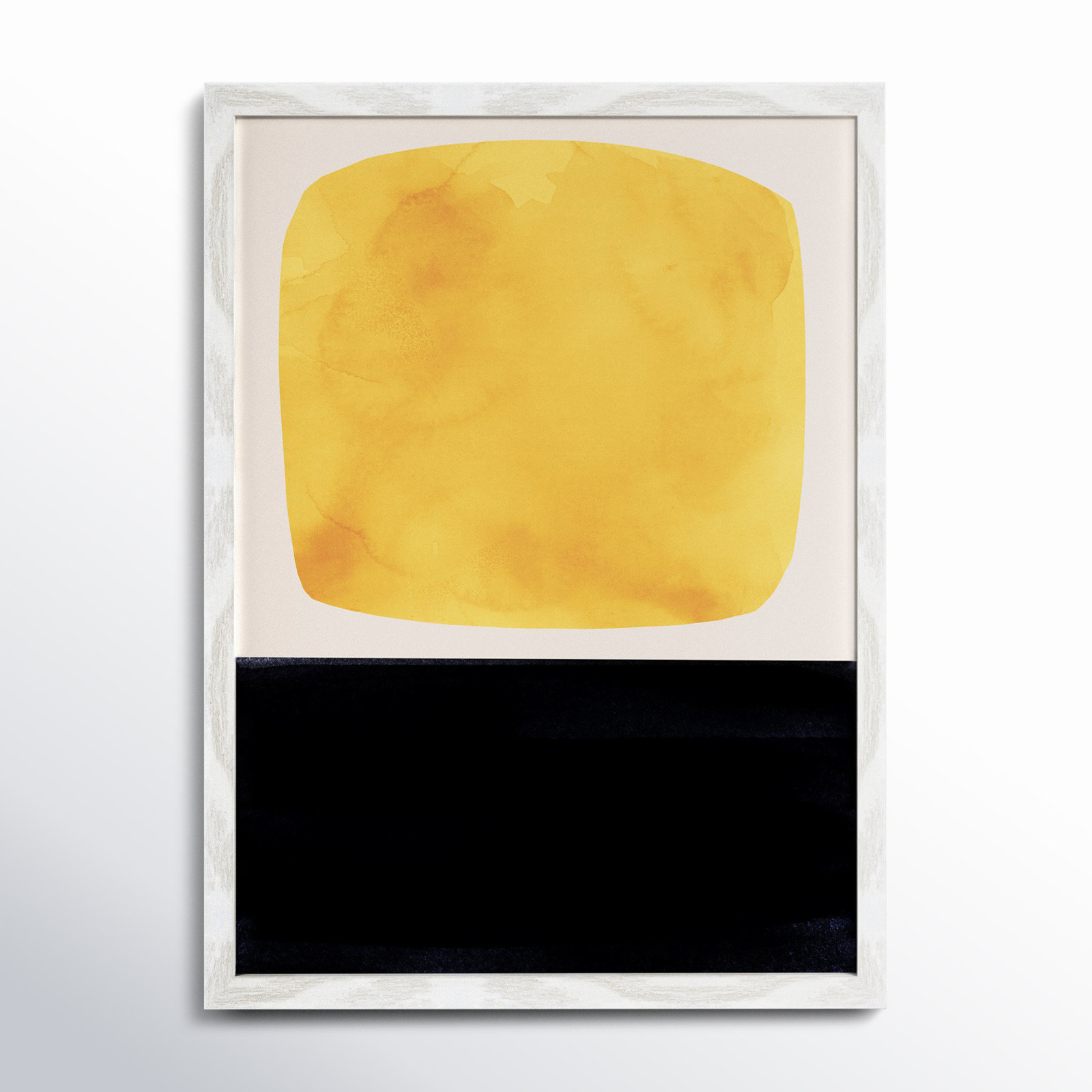 Boxed-Yellow by Aoibhne Hogan, White Wood Grain Paper, 23" H x 17" W x 0.75" D