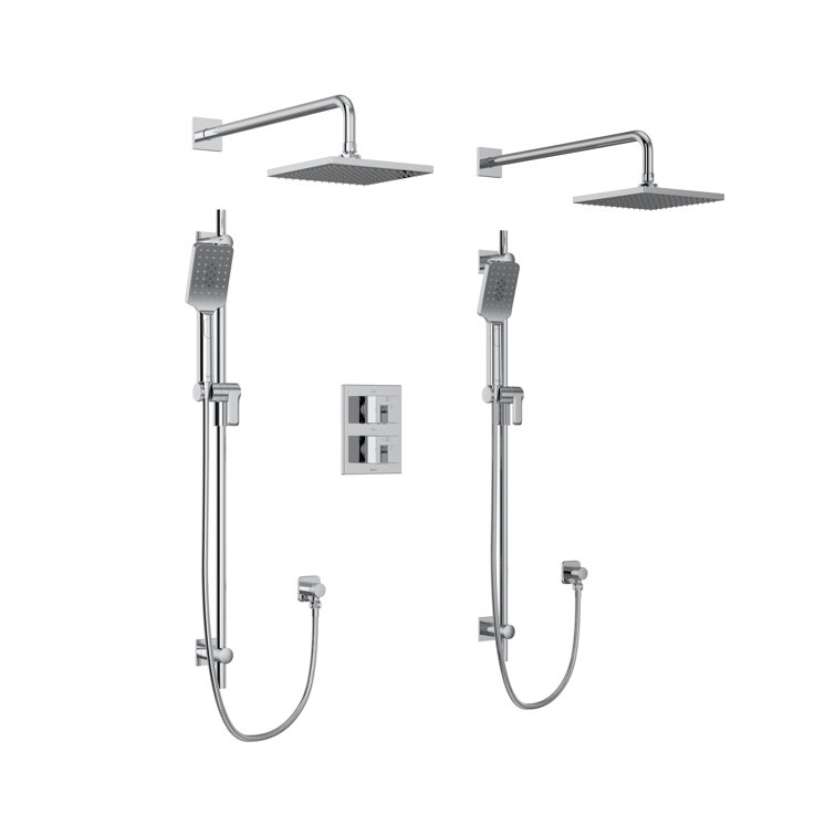 Zendo 3/4" Pressure Balance & Thermostatic Shower System with up to 6 Shared Functions featuring RioWise™ Valve Technology