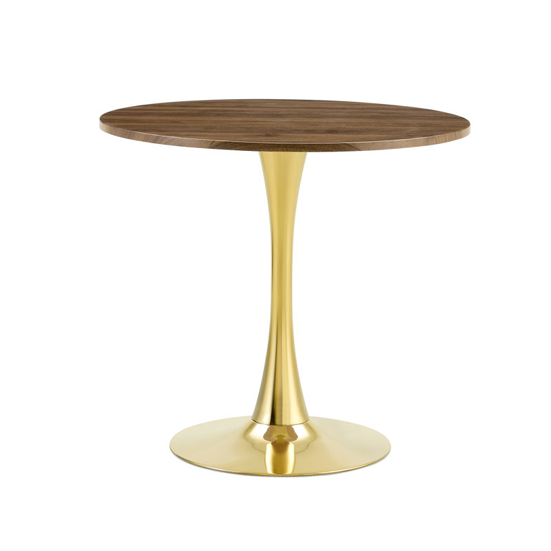 Round Dining Table, Circle Tulip Table With Thickened Tabletop & Metal Pedestal, Mid Century Modern Bistro Table For Kitchen, Small Places, Living Room, Cafe