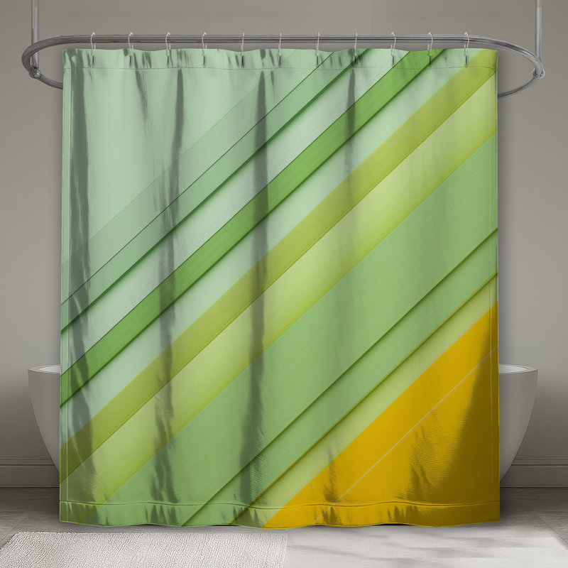 Rideaux de douche verts à rayures diagonales très longs, L 70 po x H 84 po