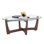 48" Oval Glass Coffee Table with Wood Base, Cherry