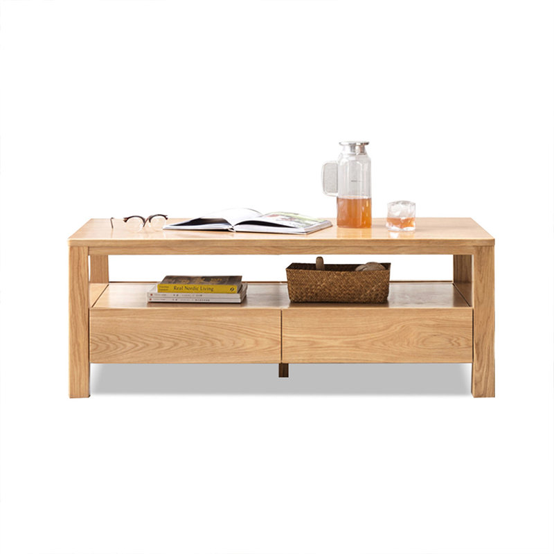 Burlywood Solid Wood Rectangular Coffee Table, 17.72" H x 41.34" L x 21.65" D