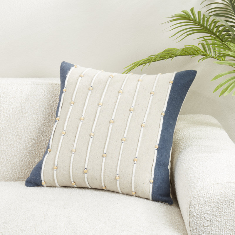 Housse de coussin en coton bleu marine