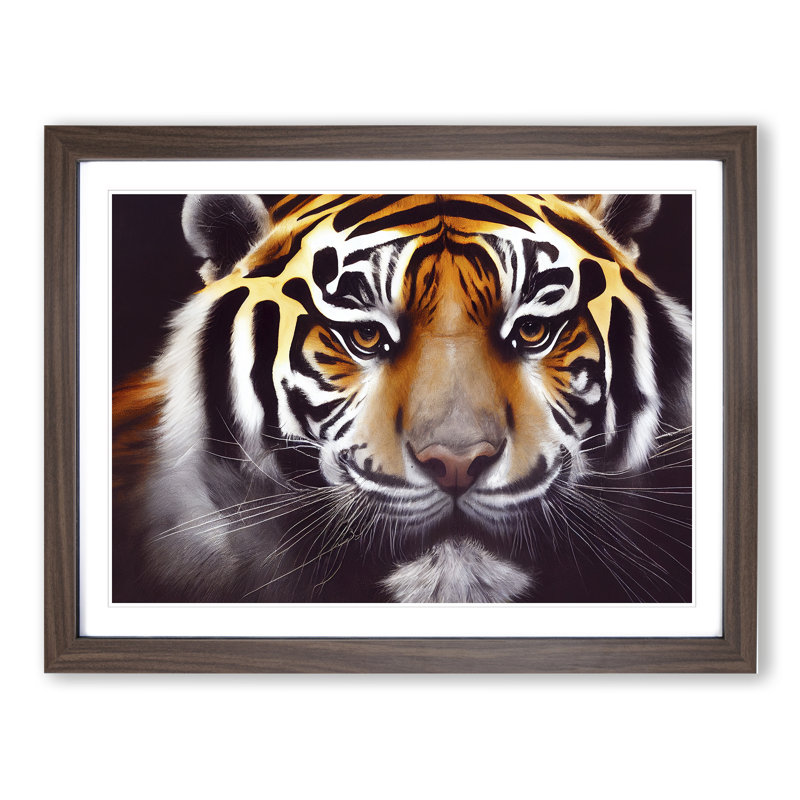 Lovely Tiger 1 Piece Single Picture Frame Wall Art, 34cm H x 46cm W, Brown