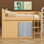 Lit mezzanine avec armoire de rangement, garde-robe et lumières DEL pour enfants adolescents-25654139