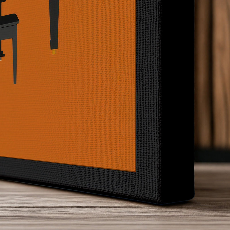 Piano in Silhouette Modern - Wrapped Canvas, 36x24 - 91.4 x 61.0 cm, Black Border