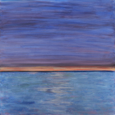 Blue And Purple With Orange Seascape Print