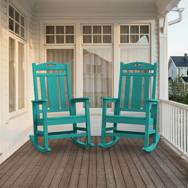 Chaises berçantes d'extérieur en PEHD résistantes aux intempéries Adirondack, Bleu lac