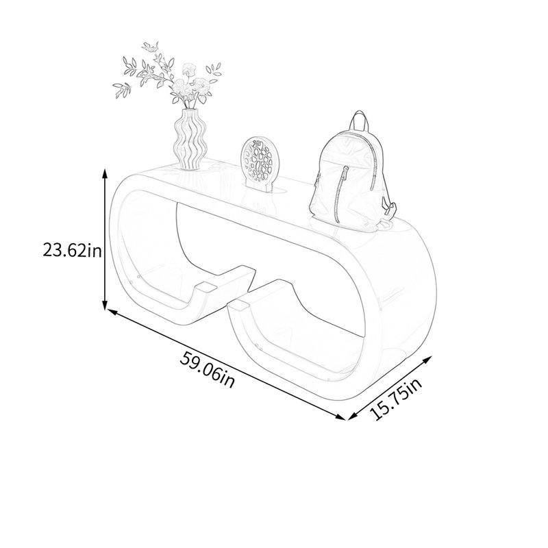 Table de présentation lustrée vert clair, H 23,62 po x l 59,06 po x P 15,75 po