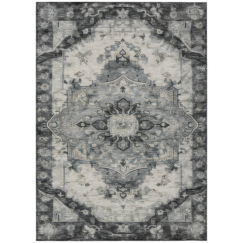 Machine Washable Indoor/Outdoor Chantille ACN2875 Global Rug, Gray, 9' x 12'