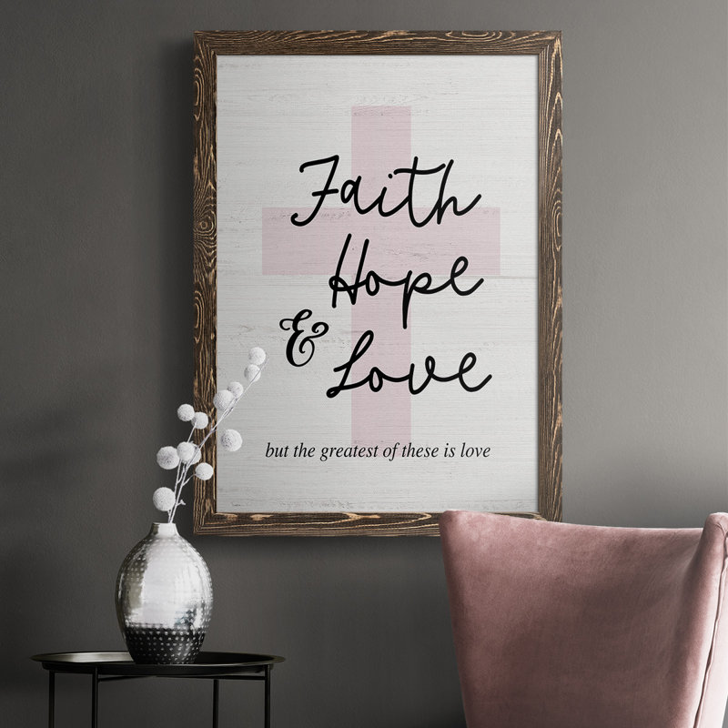«Vadia Faith Hope and Love Cross», reproduction sur toile encadrée, H 43,5 po x l 31,5 po x P 1 po, Cadre noyer