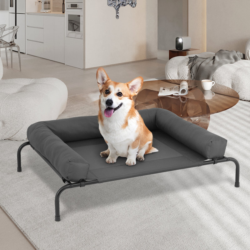 Lit pour chien surélevé avec coussins Cooler, Gris foncé, Grand (l 48 po x P 35 po x H 9 po)