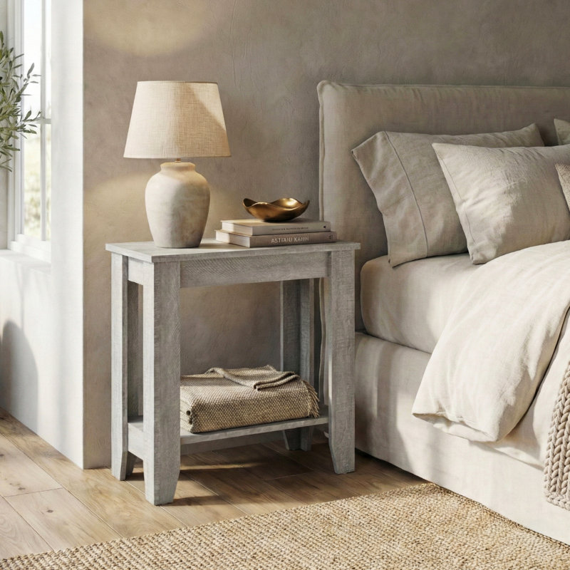 Justine Basilico End Table with Storage, Dusty Gray Oak
