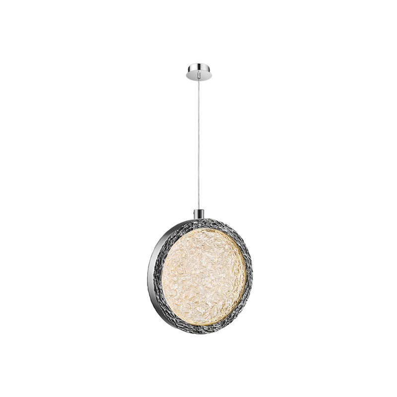 Luminaire suspendu géométrique Holmberg, Nickel poli, H 10 po x l 10 po x P 10 po