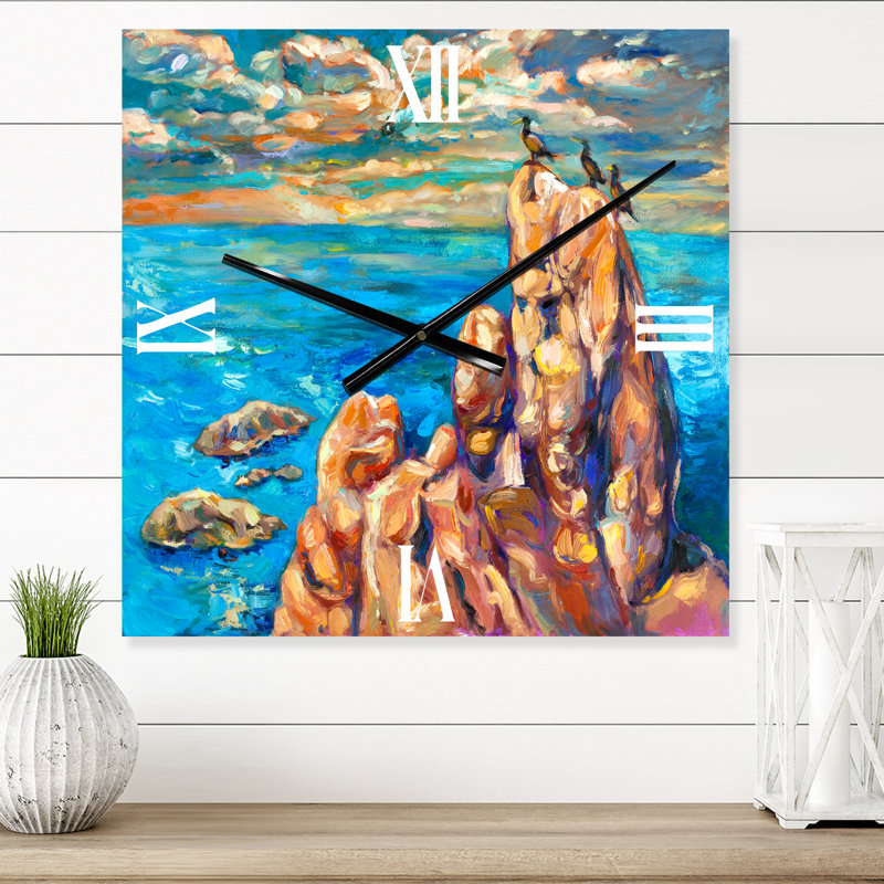 Horloge murale Cliff by the Ocean I, Petit