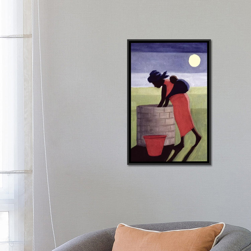« maman », impression sur toile, H 26 po x l 18 po x P 1,5 po, Toile avec cadre noir, Pas de tapis