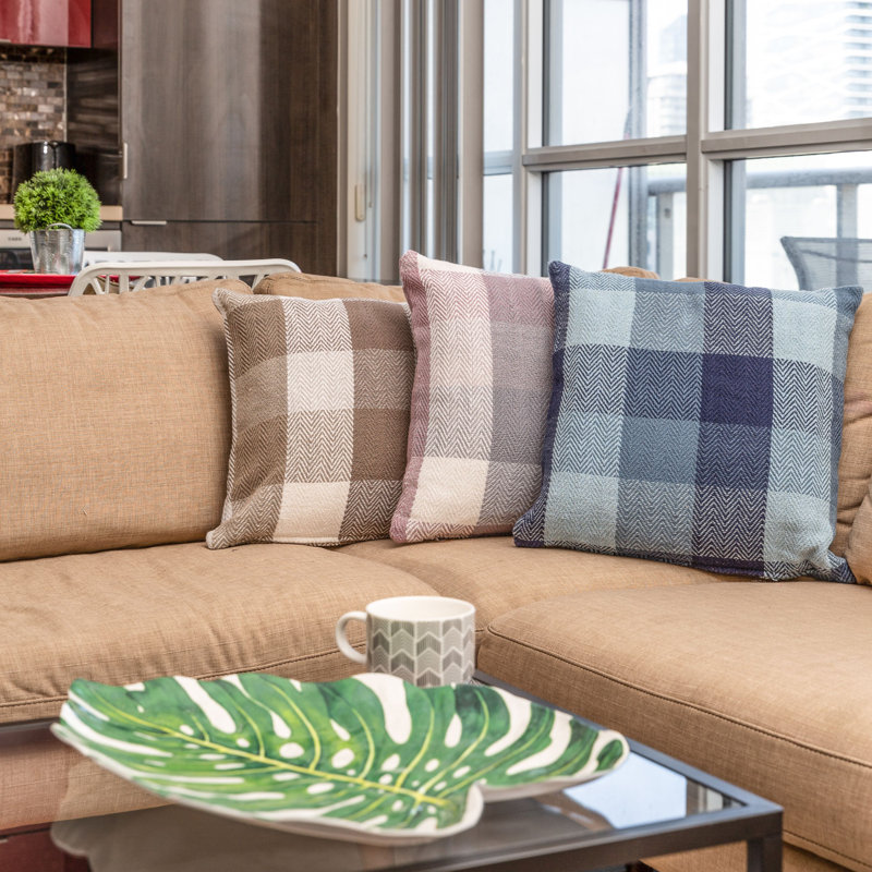 Plaid Throw Pillow, Navy