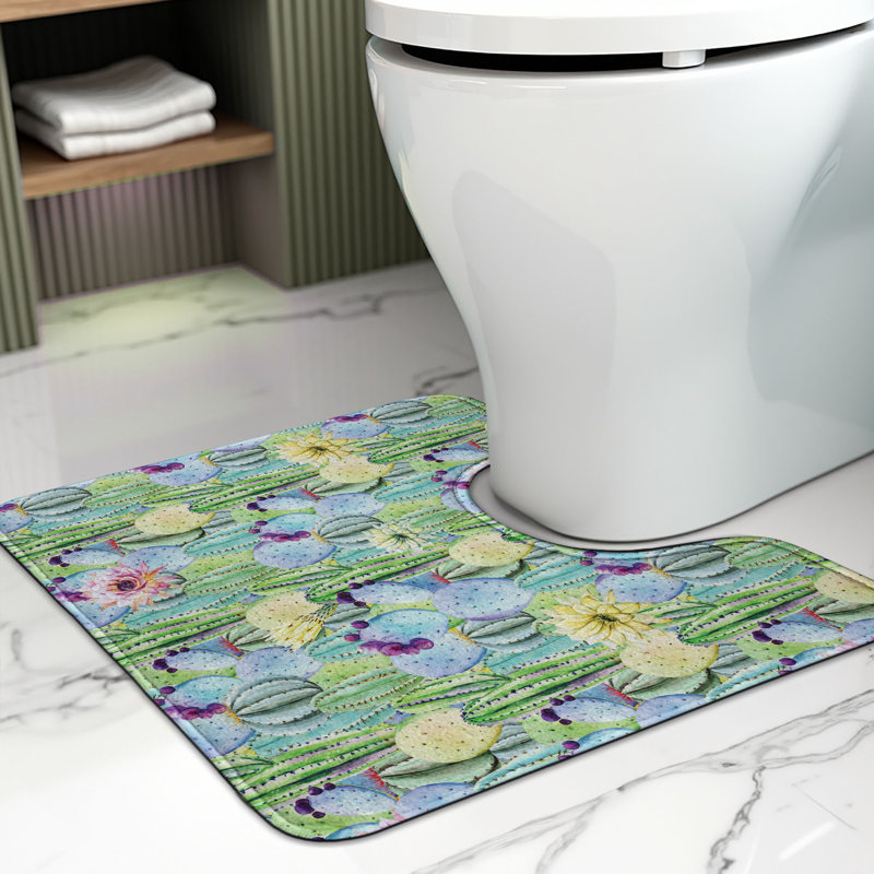  Tapis de salle de bain plante en U 20 po vert et bleu Plant