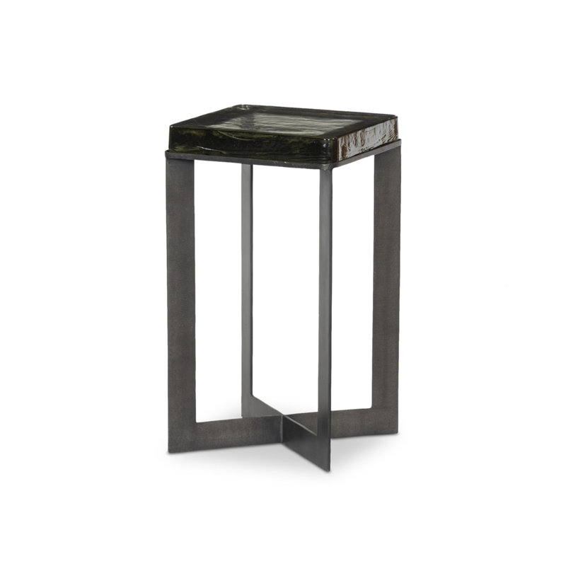 Lennie End Table, Dark Brass, Clear
